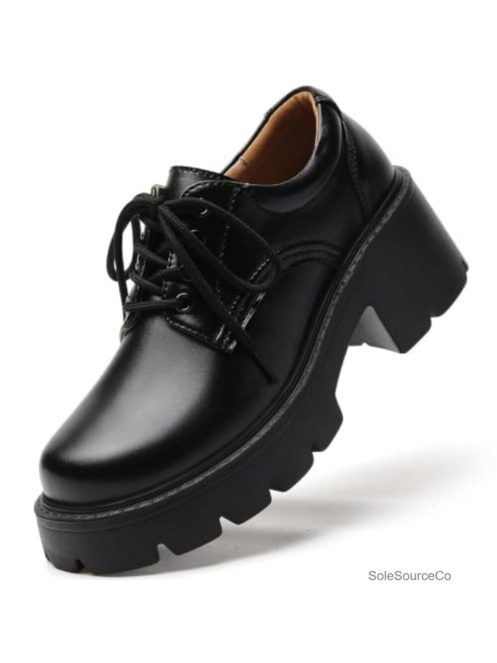 Platform Oxford Shoes for Women Chunky Heel Lace-Up Casual Work Shoes